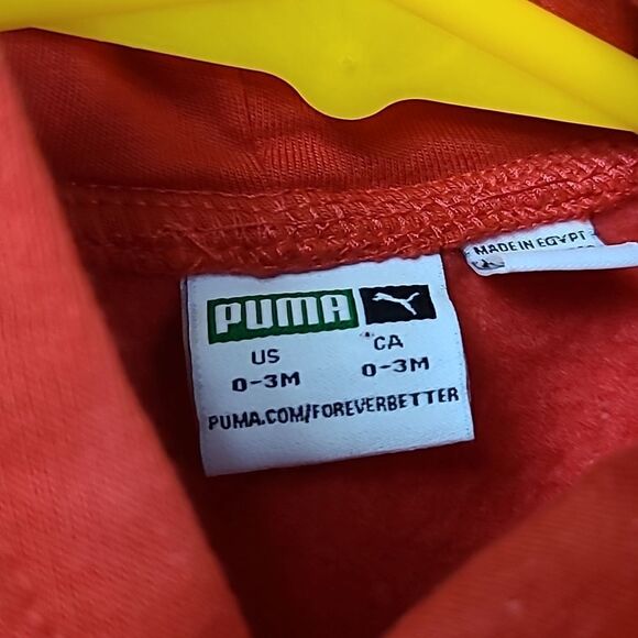 Baby Boys 0-3M Red Puma Hoodie Fleece Sweatshirt Logo Graphic Winter Pullover - Picture 5 of 6